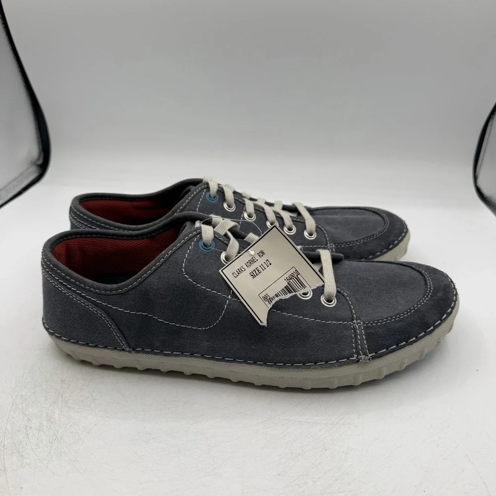 Clarks Kornel Row Shoes Mens Sz 11.5 M Navy Blue Canvas Casual Sneakers NWT